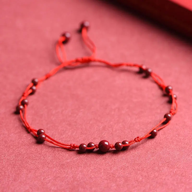 Yellow and Red Chinese Style Woven Ankle Bracelet