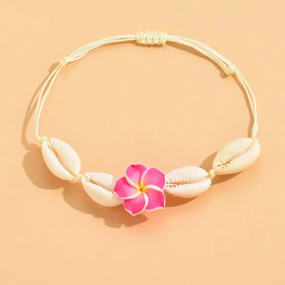 Bracelet de Cheville Coquillage Fleur d'Hibiscus