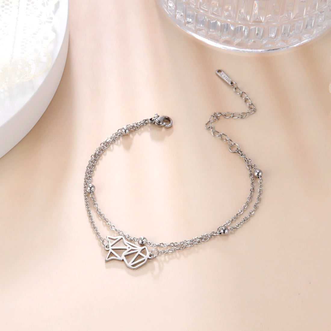 Bracelet de Cheville Cœur Acier Inoxydable – Waterproof