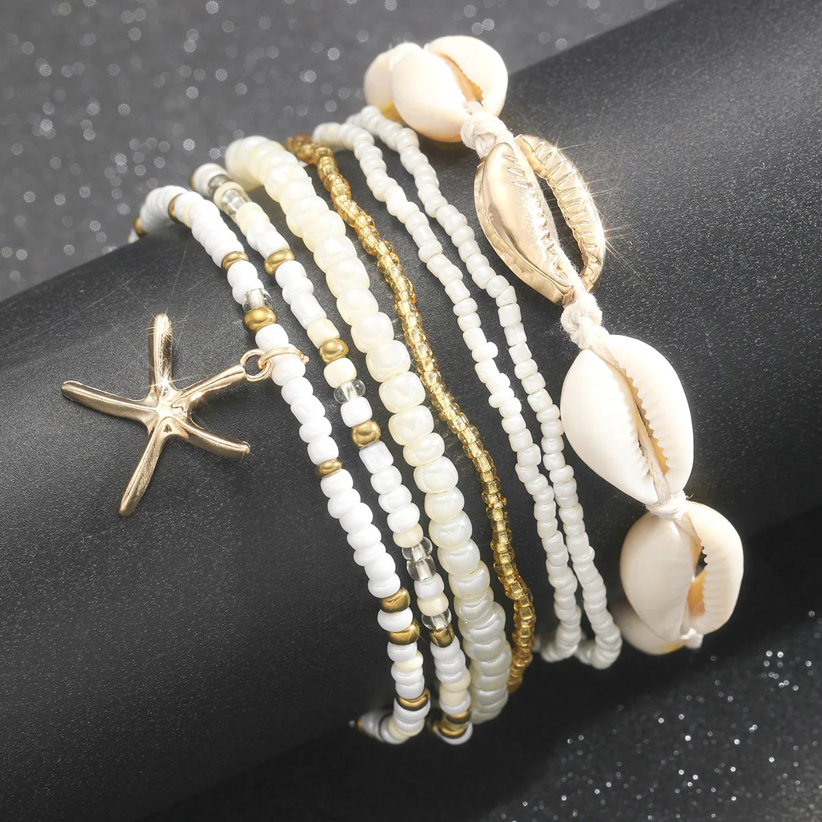 Bracelet de Cheville Multi-Rangs Coquillage
