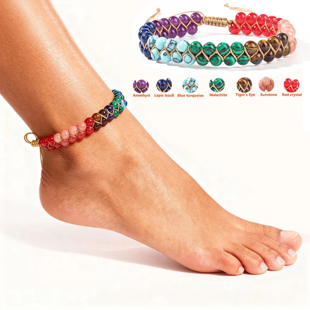 7 Chakra Beaded Ankle Bracelet
