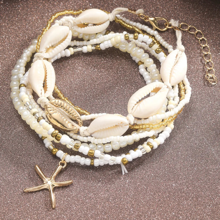 Bracelet de Cheville Multi-Rangs Coquillage