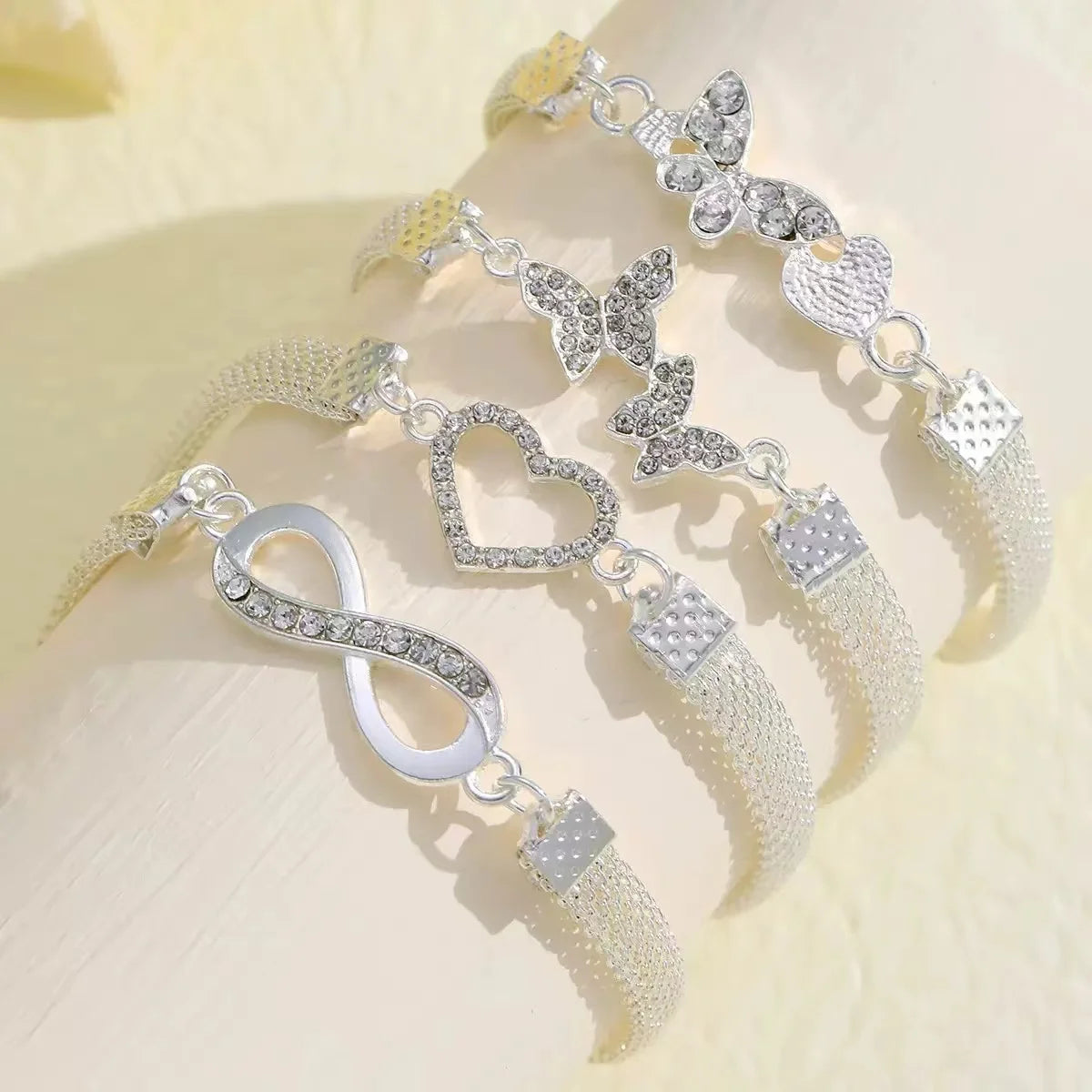 Women's Stainless Steel Infinity Symbol Ankle Bracelet with Rhinestones