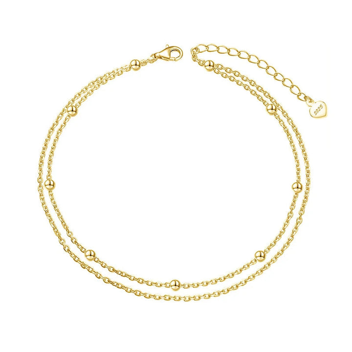 Chaîne de Cheville Multi-Rangs Dorée Argent 925