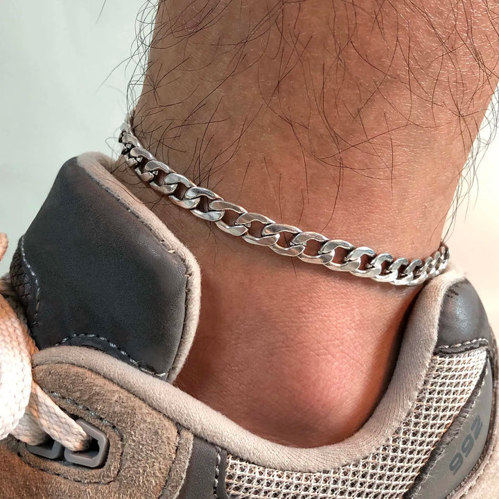 Bracelet de Cheville pour Homme Chaîne Argenté