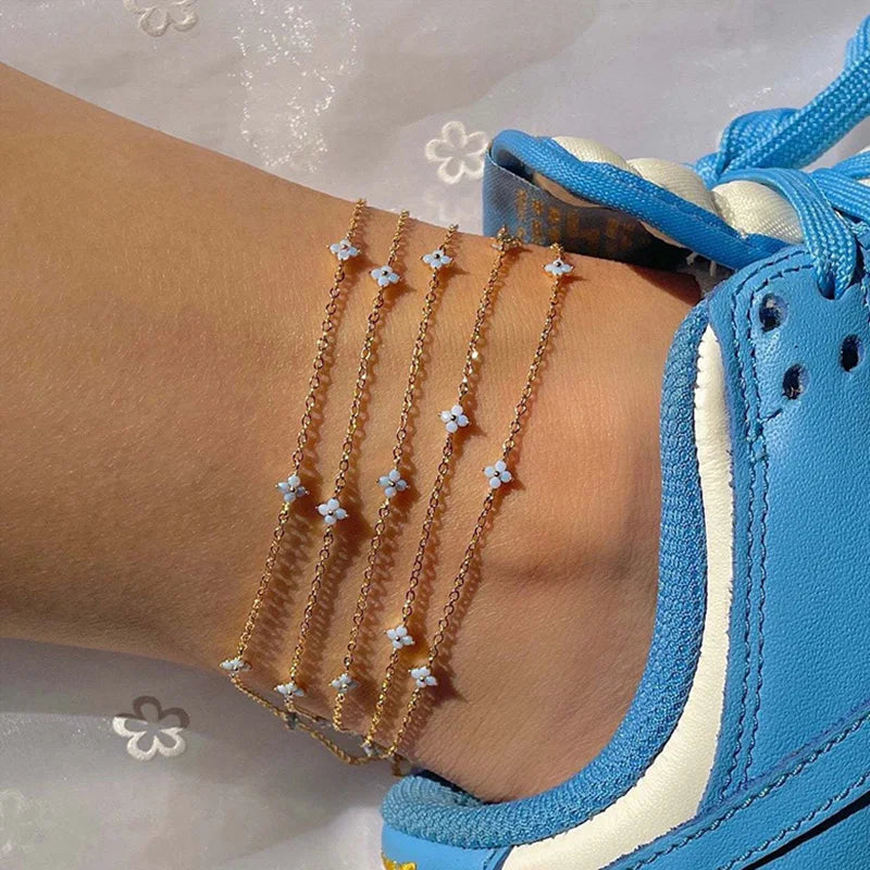 Four-Leaf Clover Ankle Bracelet