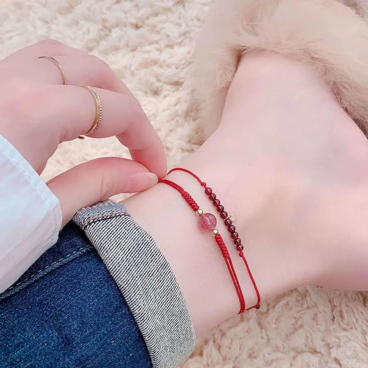 Yellow and Red Chinese Style Woven Ankle Bracelet