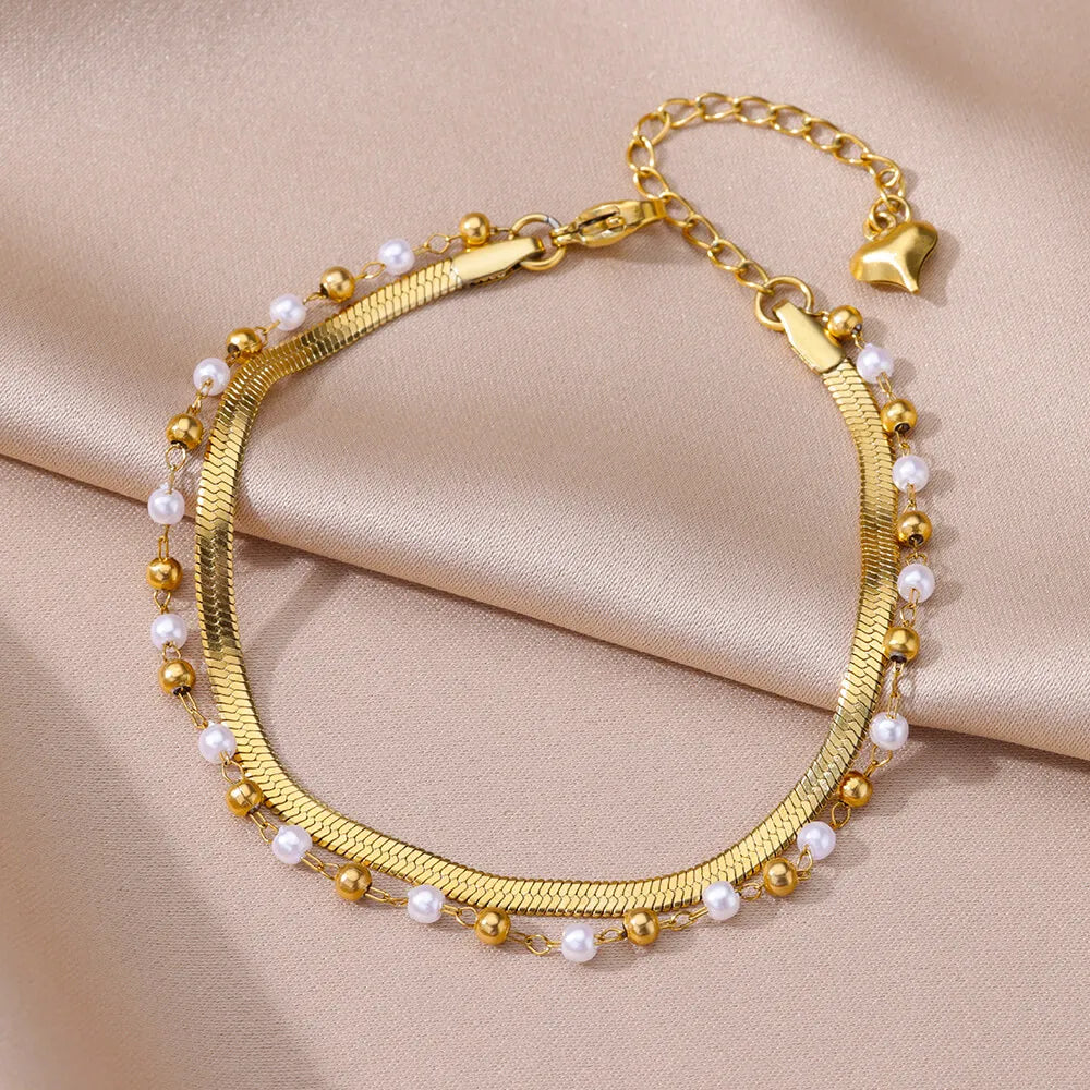 Chaîne de Cheville Dorée avec Croix et Pierres Zirconium