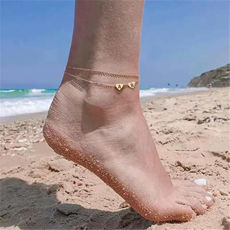 Bracelet de Cheville Pendentif Cœur – Chaîne Fine Dorée