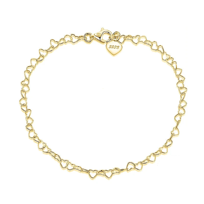 Chaîne de Cheville Coeur Argent 925 Dorée
