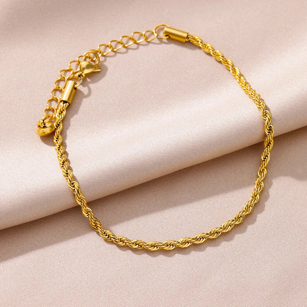 Chaîne de Cheville Dorée avec Croix et Pierres Zirconium