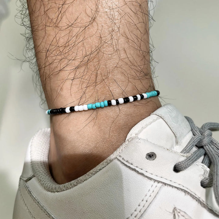 Bracelet de Cheville Homme en Perles Multicolores