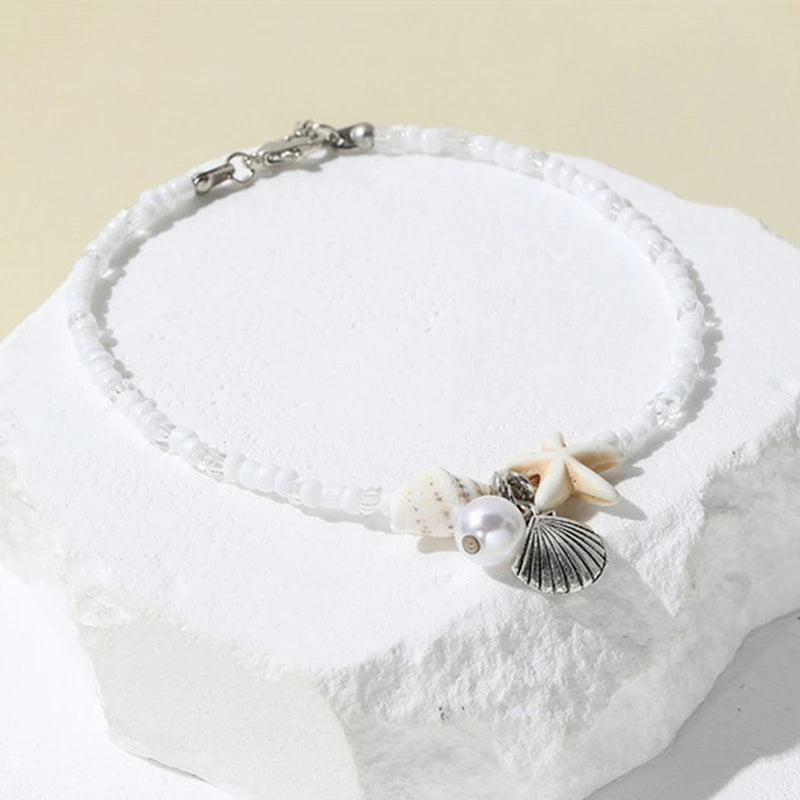 Bracelet de Cheville en Perles Etoile de Mer