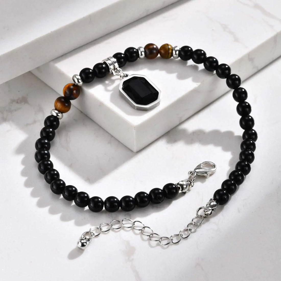 Bracelet de Cheville pour Homme en Perles Noires