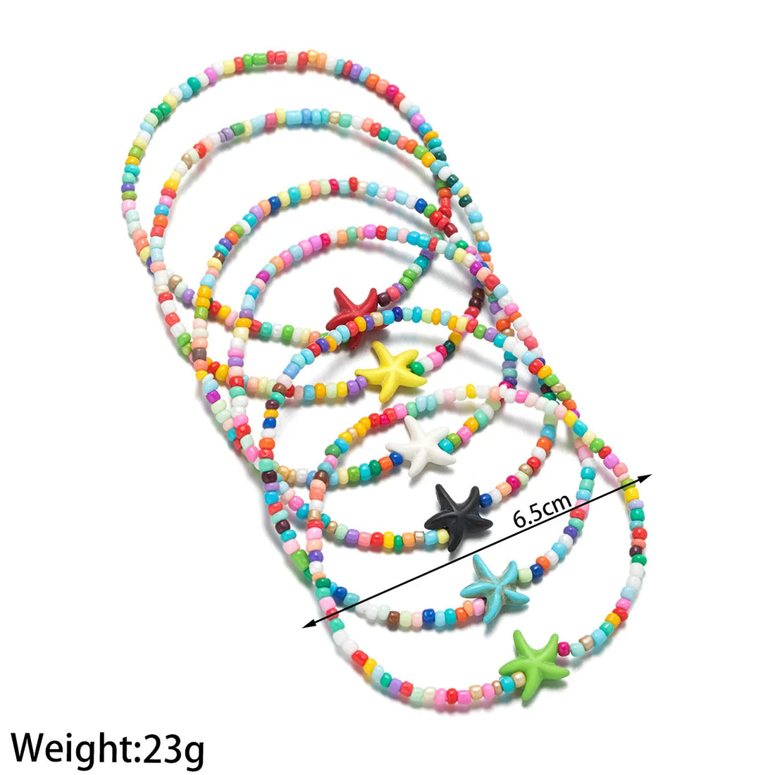 Bracelet de Cheville en Perles Colorée Multi-Rangs avec Tortue