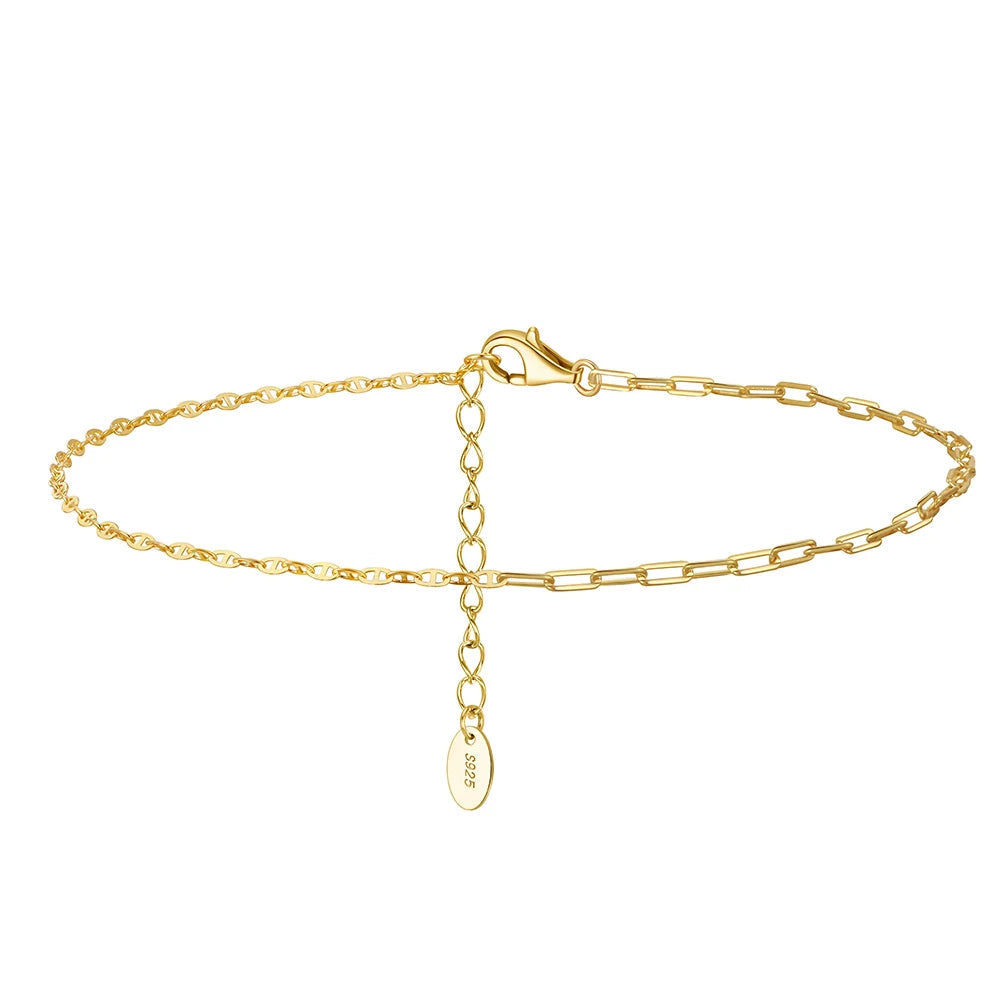 Chaîne de Cheville Argent 925 Dorée Double Maille