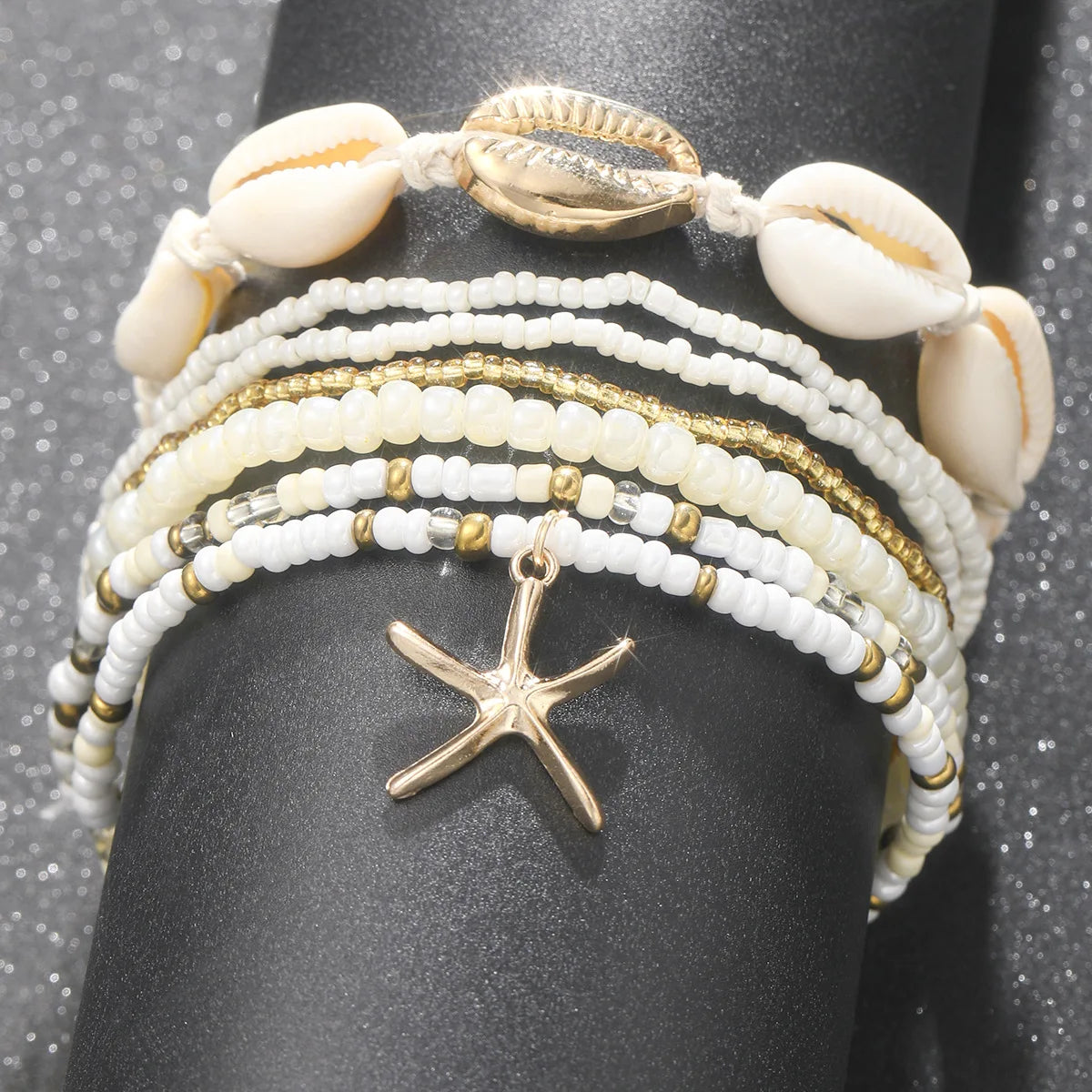 Bracelet de Cheville Multi-Rangs Coquillage