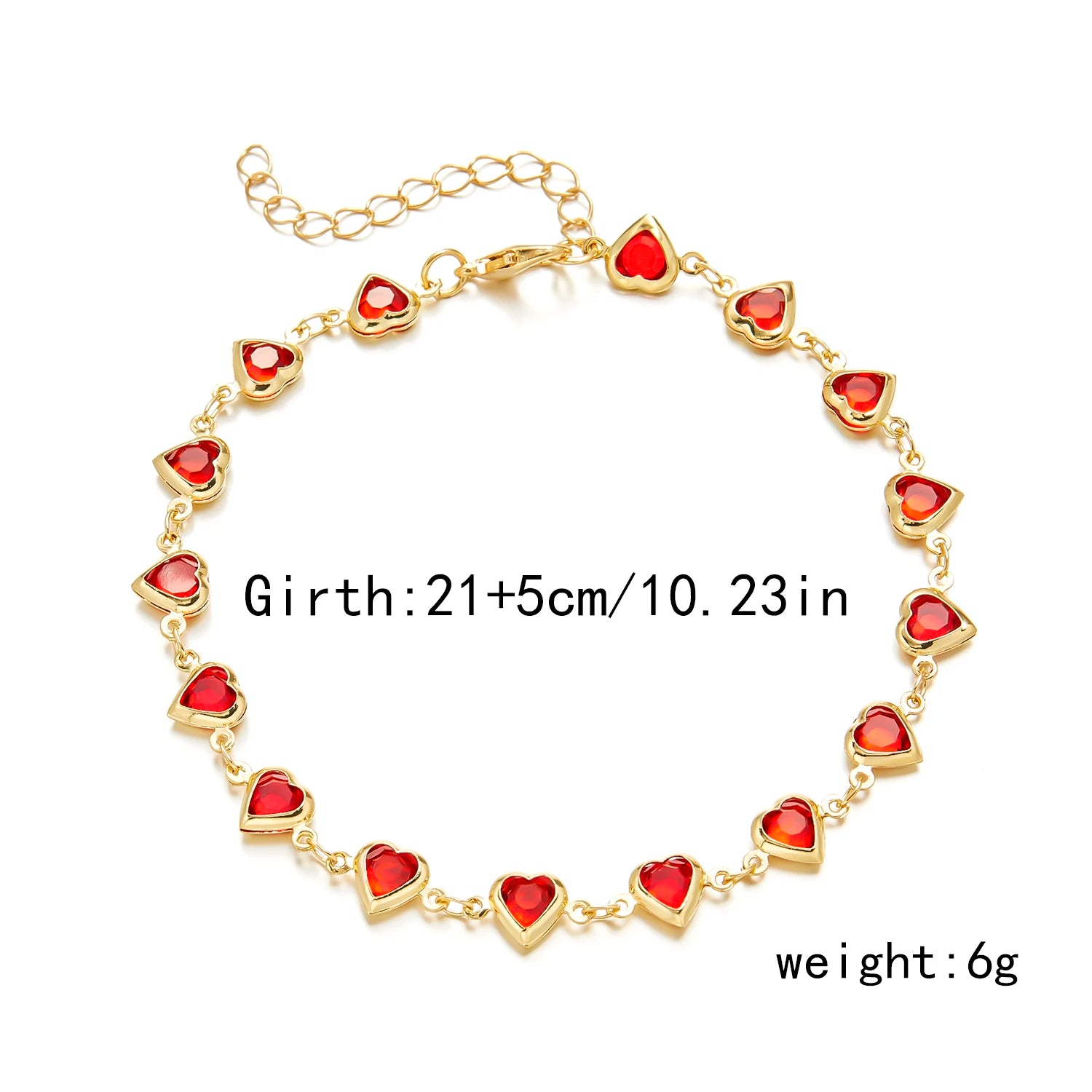 Gold-Plated Ankle Bracelet with Black Heart Charms