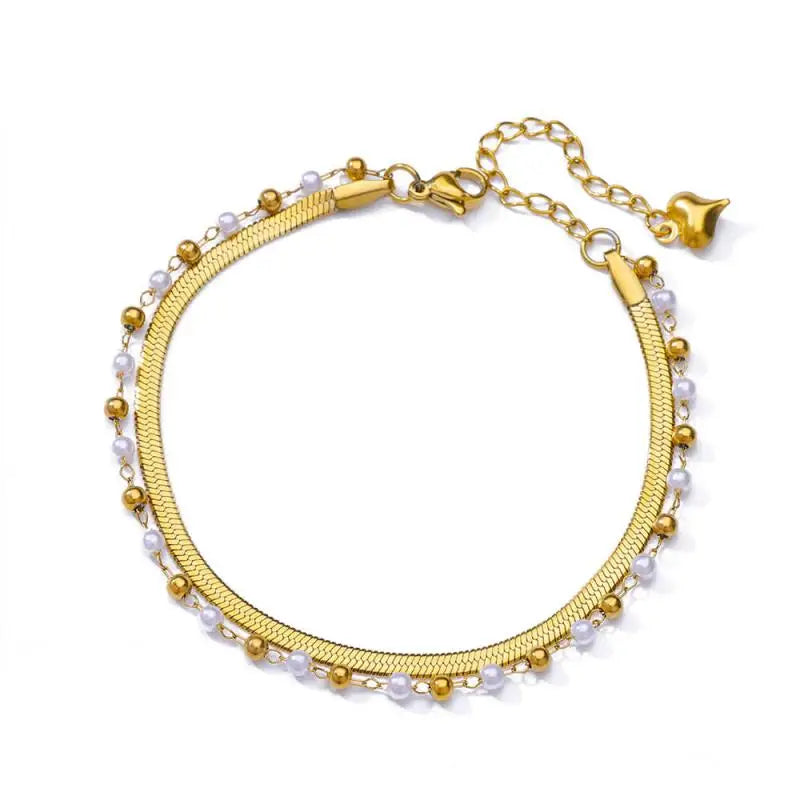 Chaîne de Cheville Dorée avec Croix et Pierres Zirconium