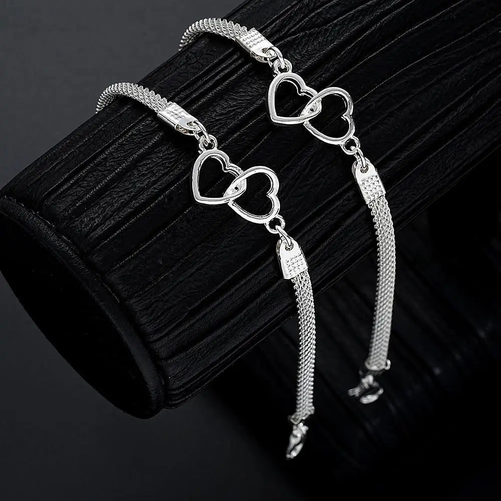 Chaîne de Cheville Cœur Argent 925 – Pendentif Délicat Femme