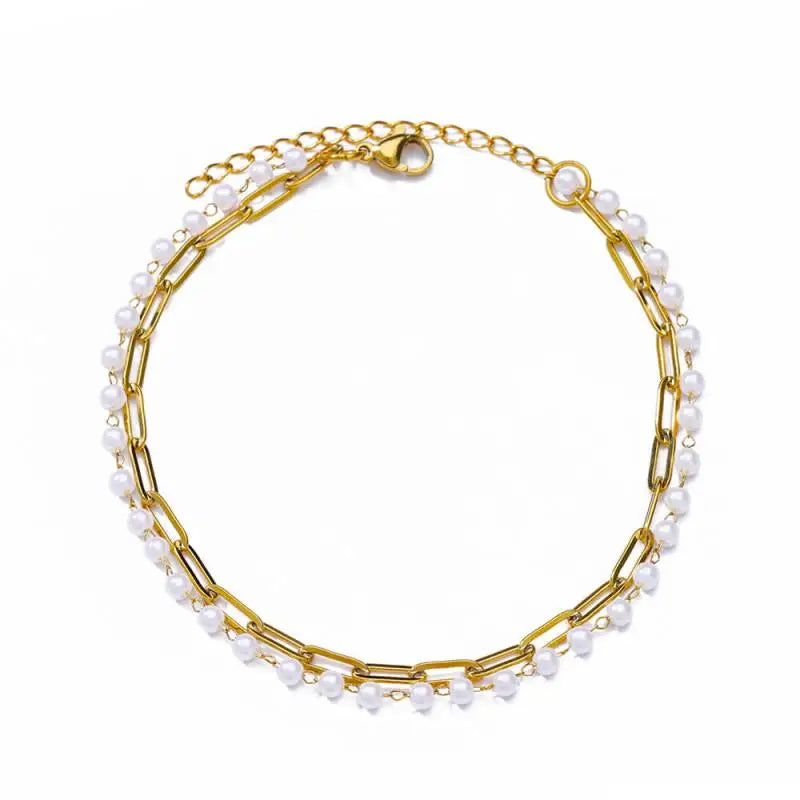 Chaîne de Cheville Dorée avec Croix et Pierres Zirconium