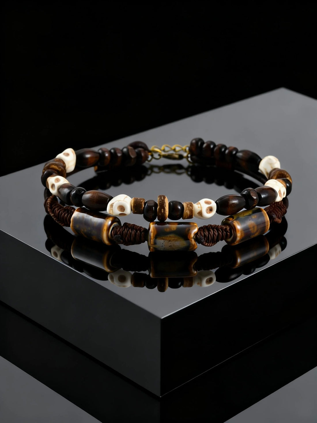 Bracelet de Cheville Homme Vintage en Perles de Coco