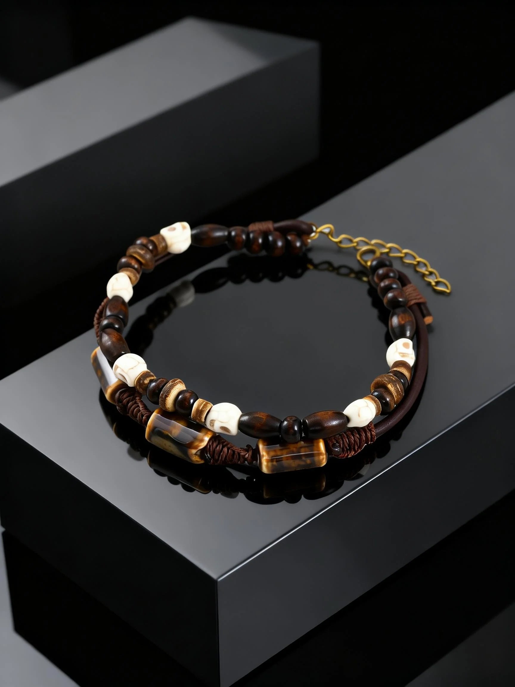 Bracelet de Cheville Homme Vintage en Perles de Coco