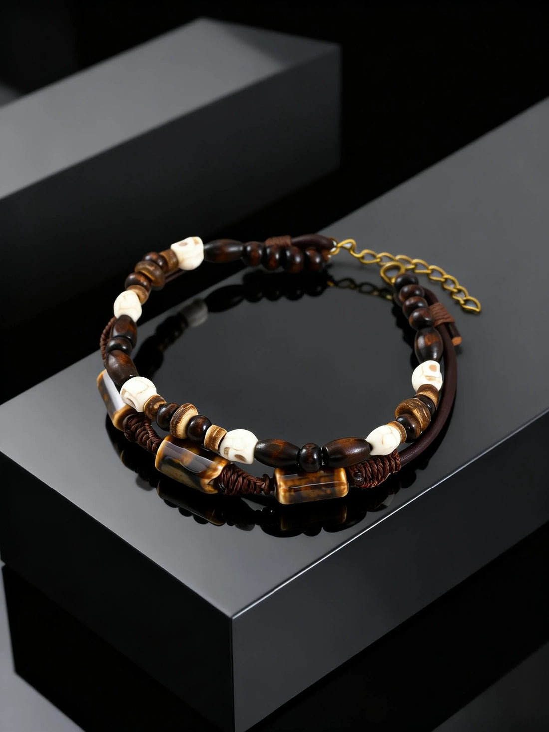 Bracelet de Cheville Homme Vintage en Perles de Coco