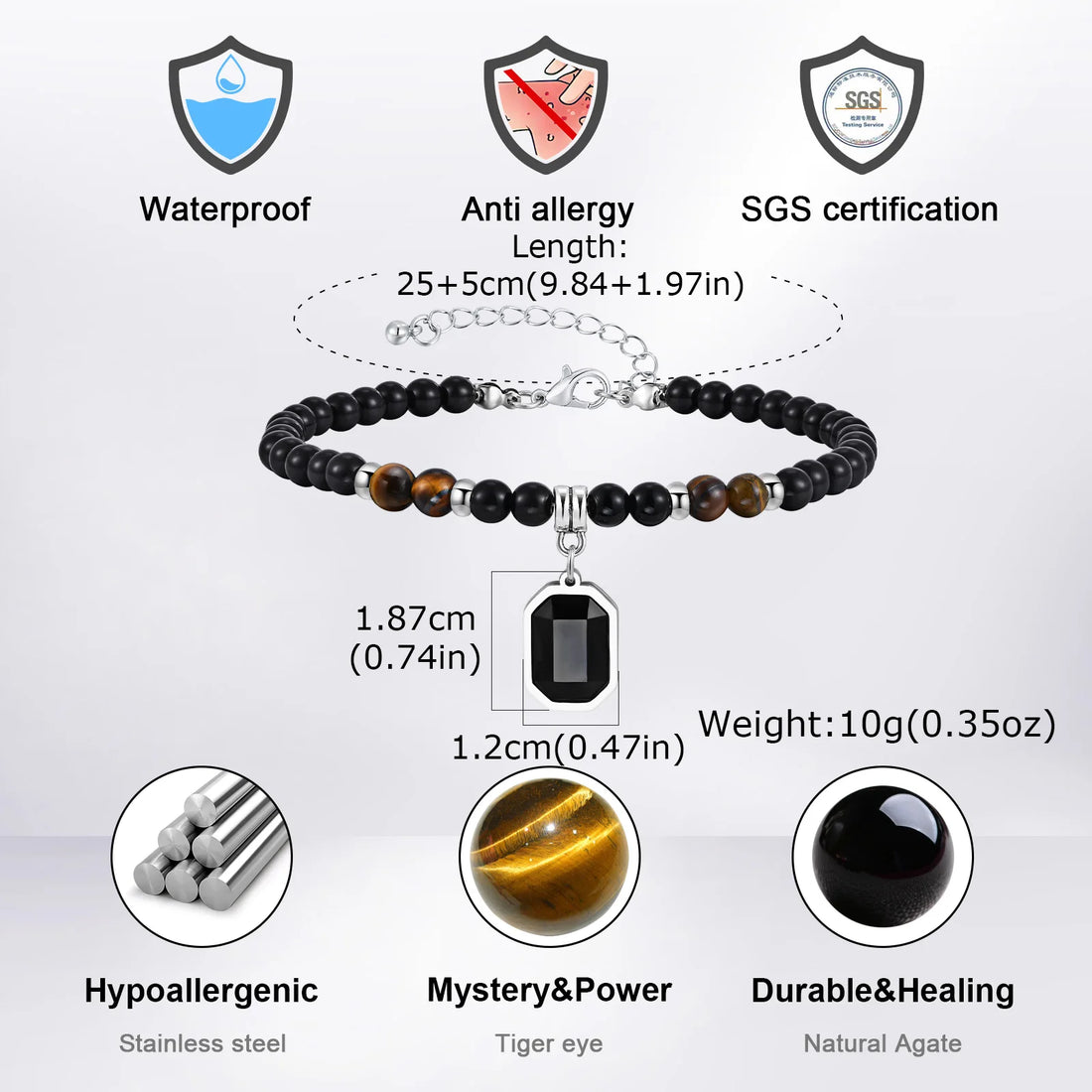 Bracelet de Cheville pour Homme en Perles Noires
