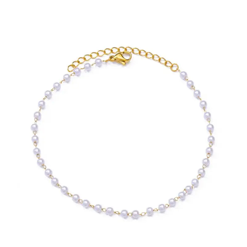 Chaîne de Cheville Dorée avec Croix et Pierres Zirconium