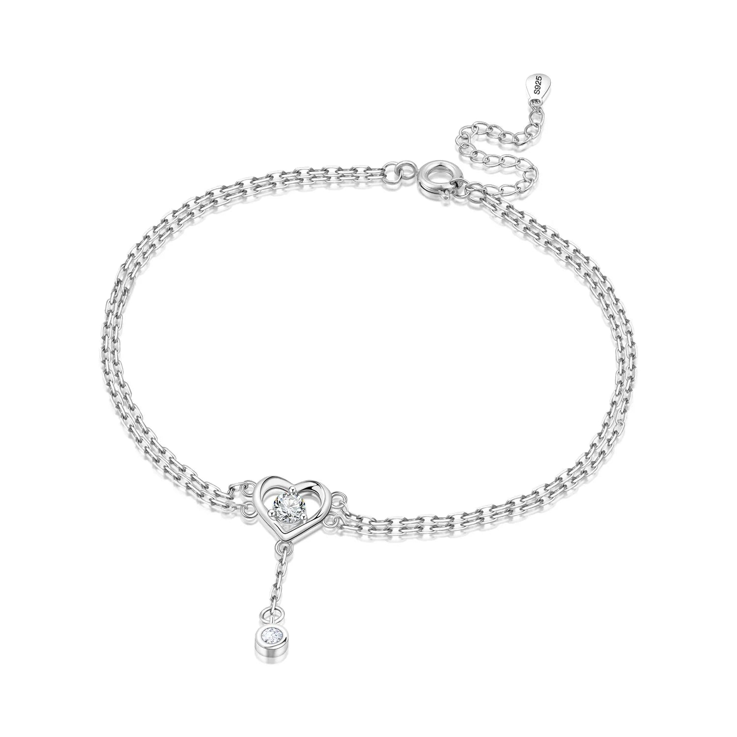 Chaîne de Cheville Argent 925 Cœur Ajouré – Finesse Sterling