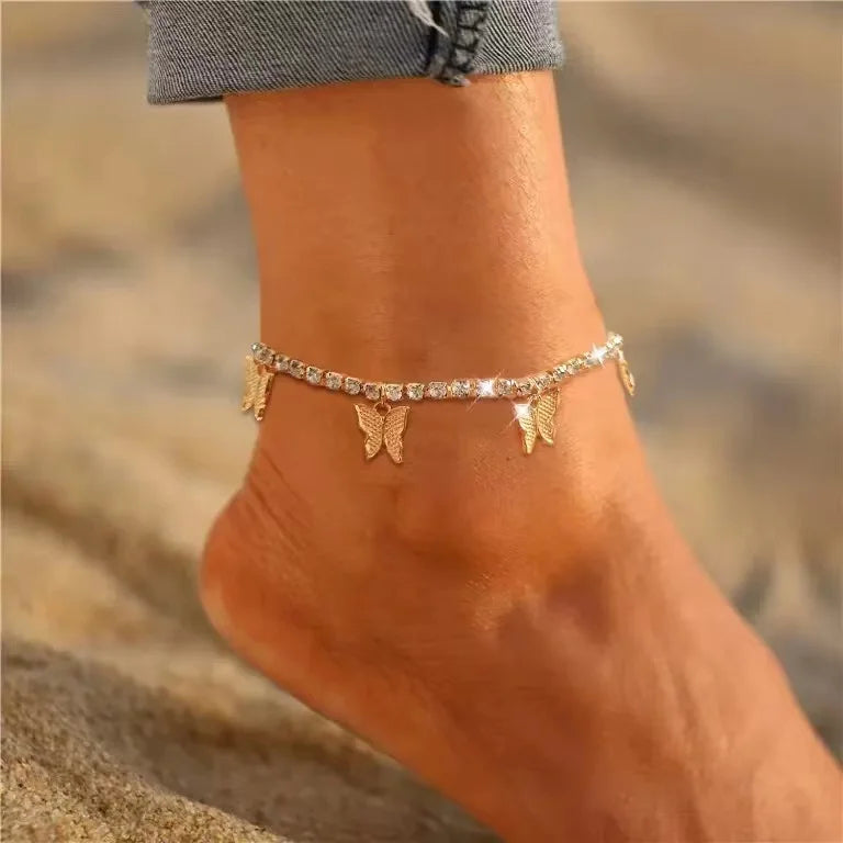 Women's Stainless Steel Infinity Symbol Ankle Bracelet with Rhinestones