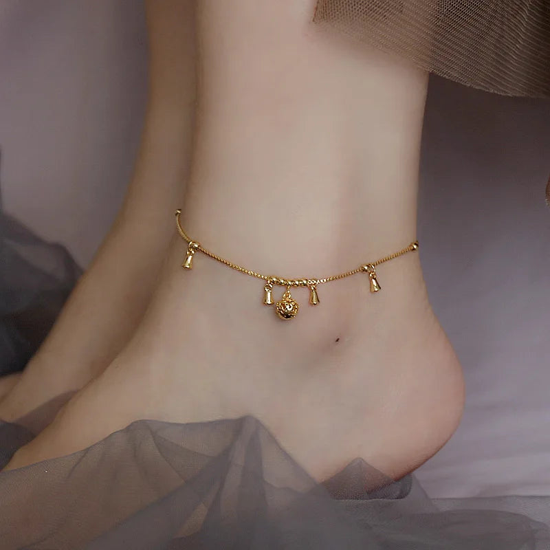 Women's Sterling Silver 925 Double Fine Chain Anklet with Sparkling Rhinestones