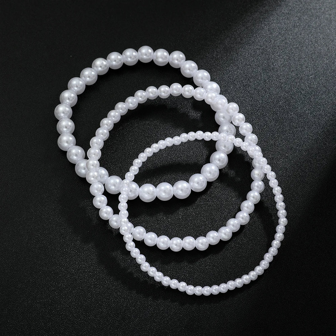 Bracelet de Cheville en Perles Blanches Multi-Rangs