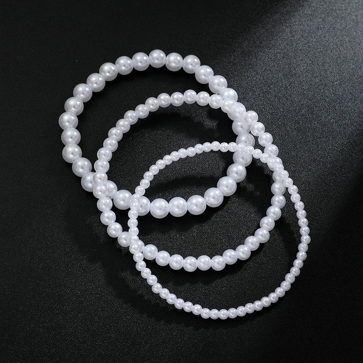 Bracelet de Cheville en Perles Blanches Multi-Rangs