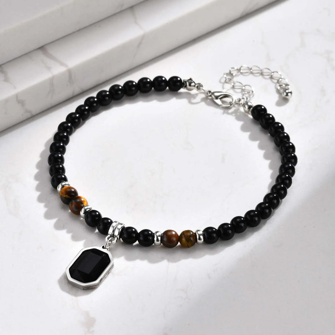 Bracelet de Cheville pour Homme en Perles Noires