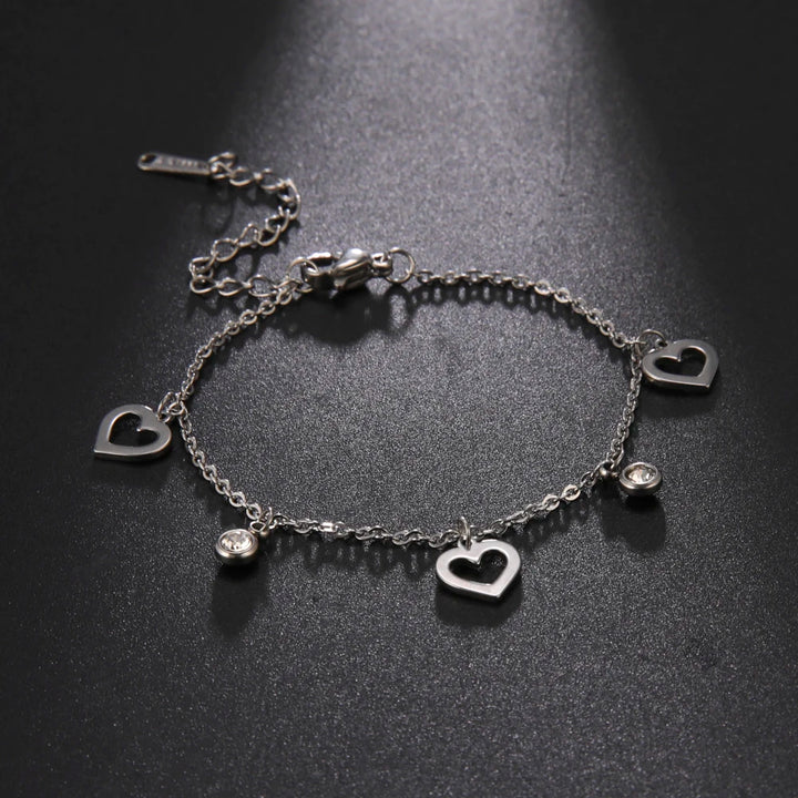 Bracelet de Cheville Cœur Acier Inoxydable – Waterproof