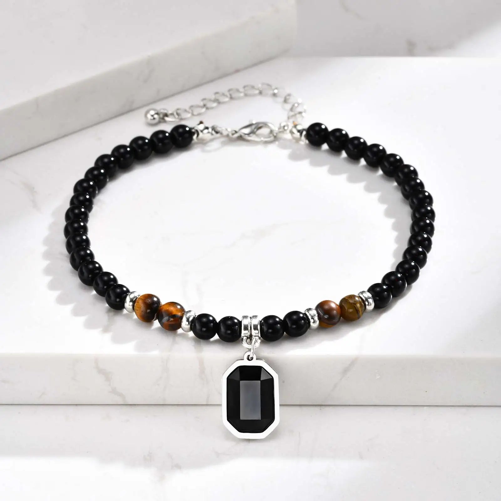 Bracelet de Cheville pour Homme en Perles Noires