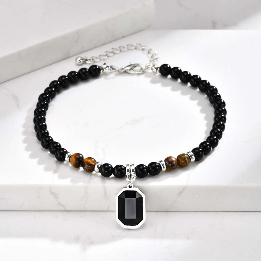 Bracelet de Cheville pour Homme en Perles Noires
