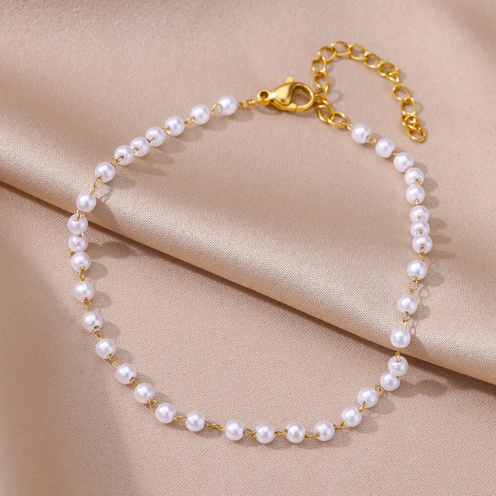 Chaîne de Cheville Dorée avec Croix et Pierres Zirconium