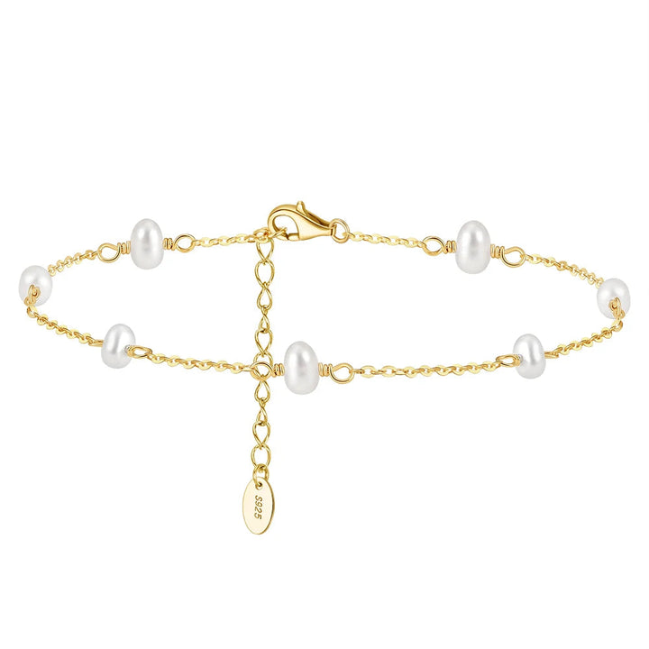 Chaîne de Cheville Bohème avec Perles en Argent 925