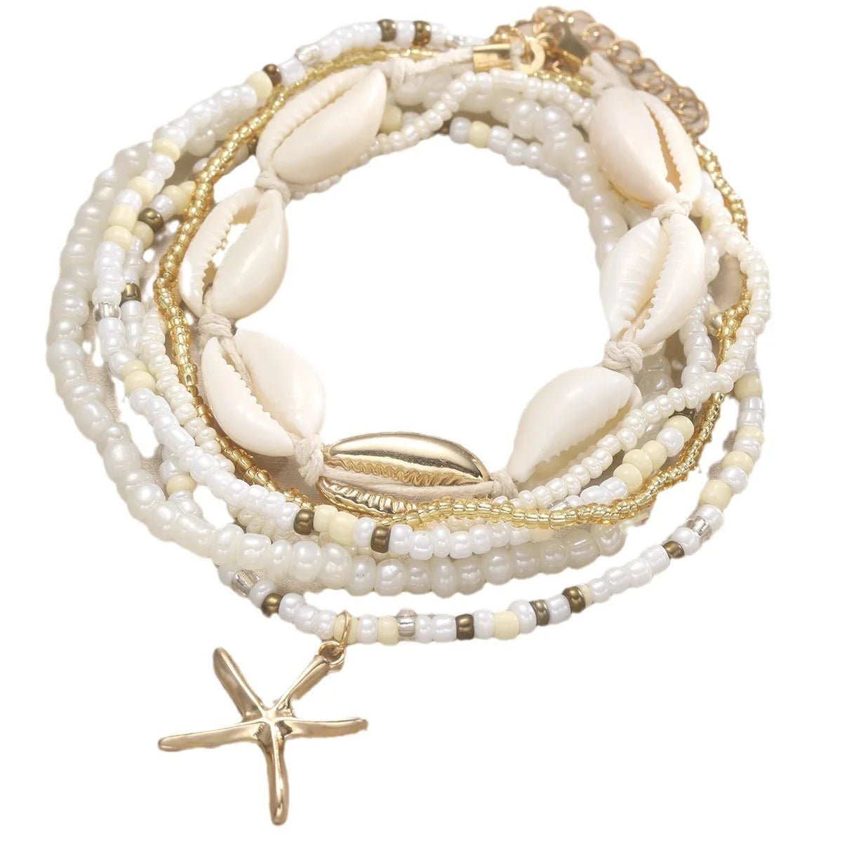 Bracelet de Cheville Multi-Rangs Coquillage
