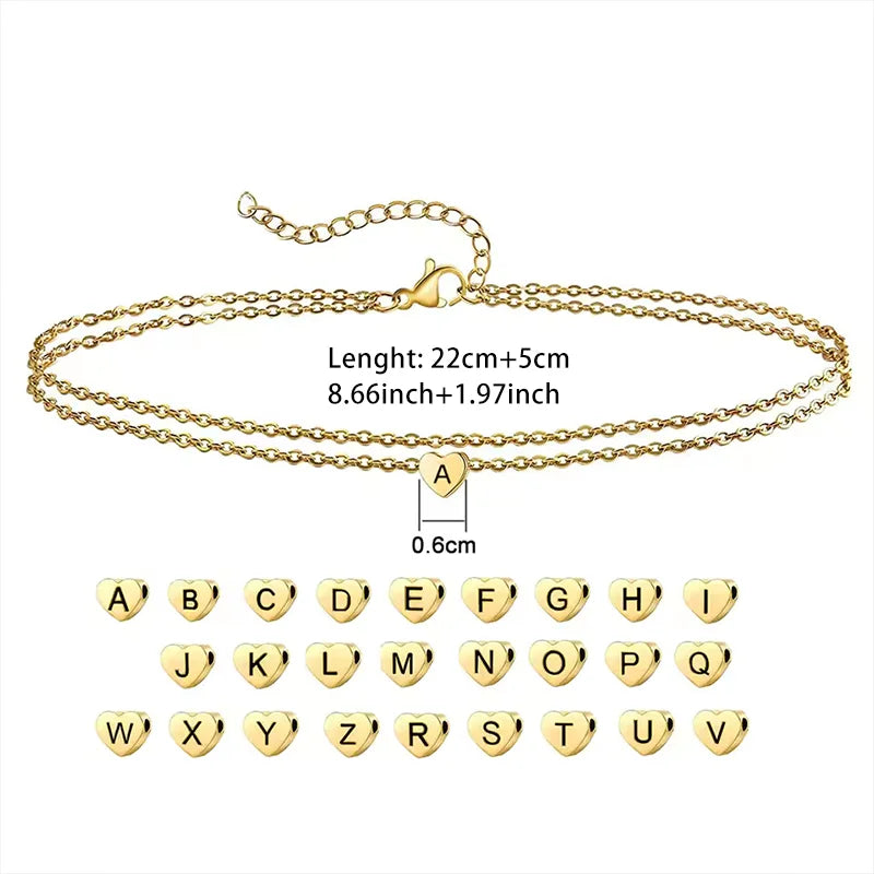 Bracelet de Cheville Pendentif Cœur – Chaîne Fine Dorée