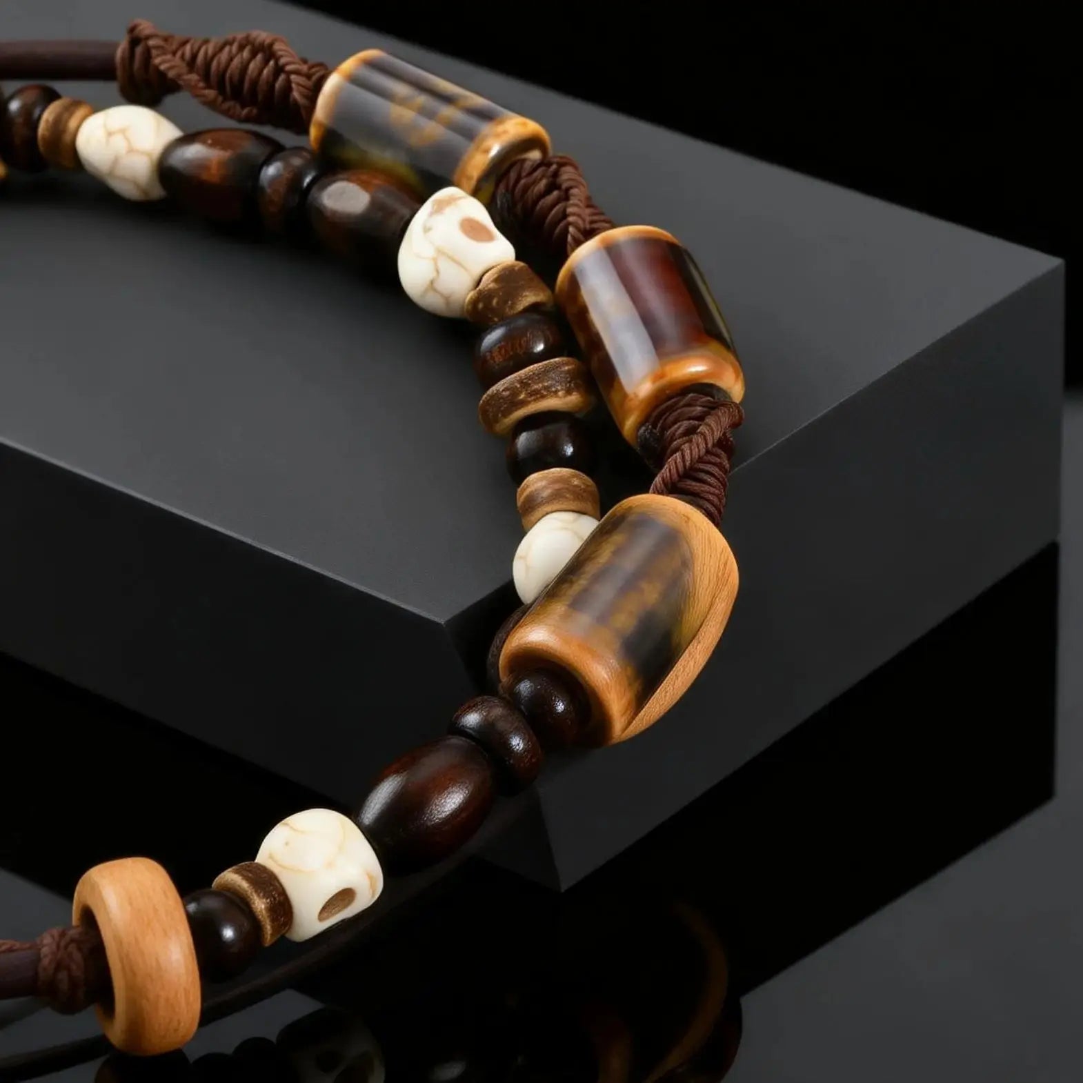 Bracelet de Cheville Homme Vintage en Perles de Coco