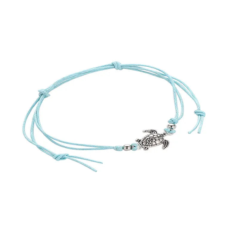Bracelet de Cheville Tissé avec Tortue