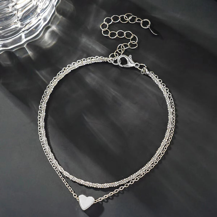 Chaîne de Cheville Cœur Argent 925 – Pendentif Délicat Femme